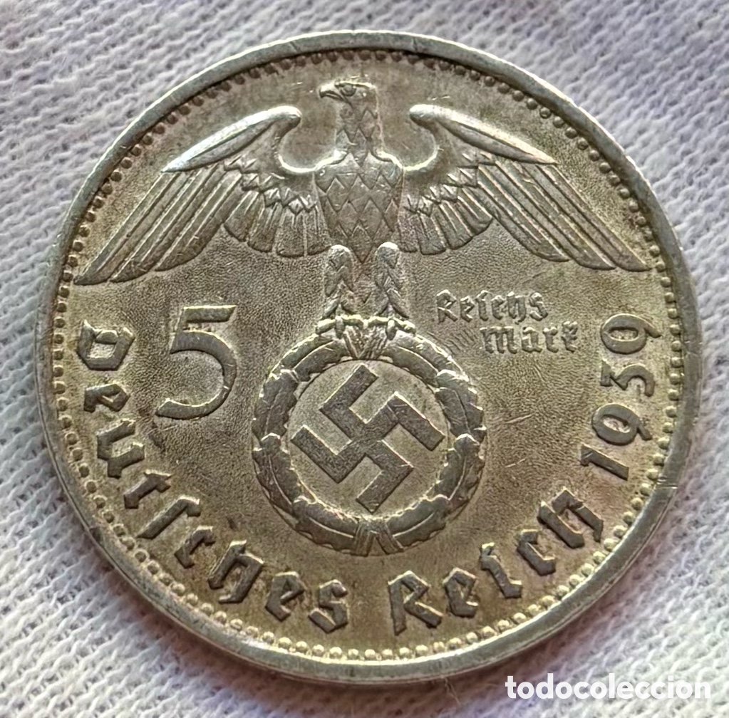 Monedas antiguas de Europa: Moneda PLATA ALEMANIA NAZI 5 Marcos 1939-D. Mark