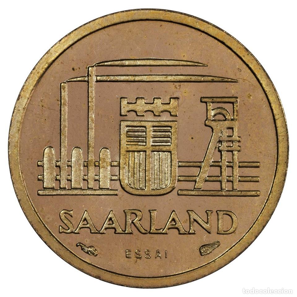 Monedas antiguas de Europa: Alemania Sarre 10 Franque 1954 PRUEBA Bronce Aluminio