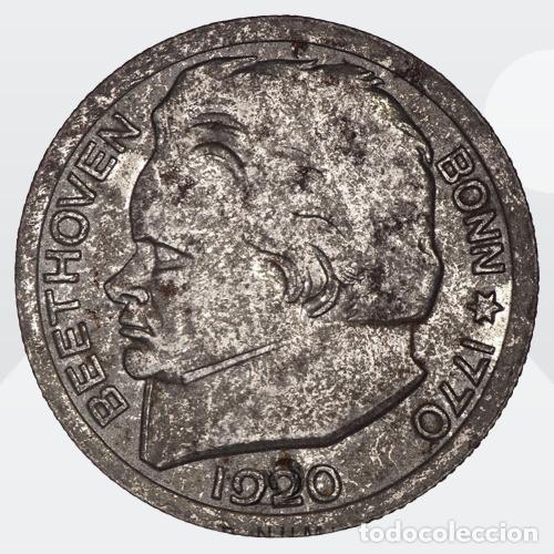 Monedas antiguas de Europa: Alemania 50 PFENNIG 1920 Beethoven Ciudad Bonn 1770 Hierro