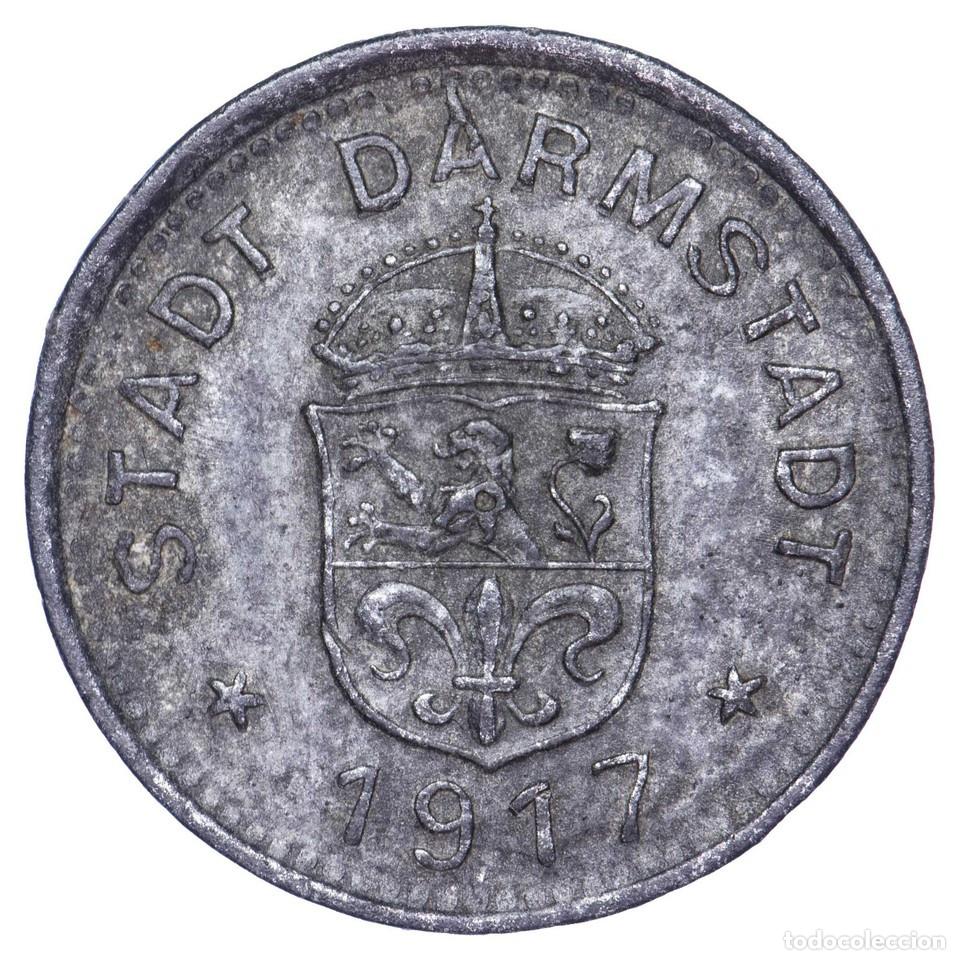 Monedas antiguas de Europa: Alemania Moneda De Necesidad 10 Pfennig 1917 Darmstadt Zinc