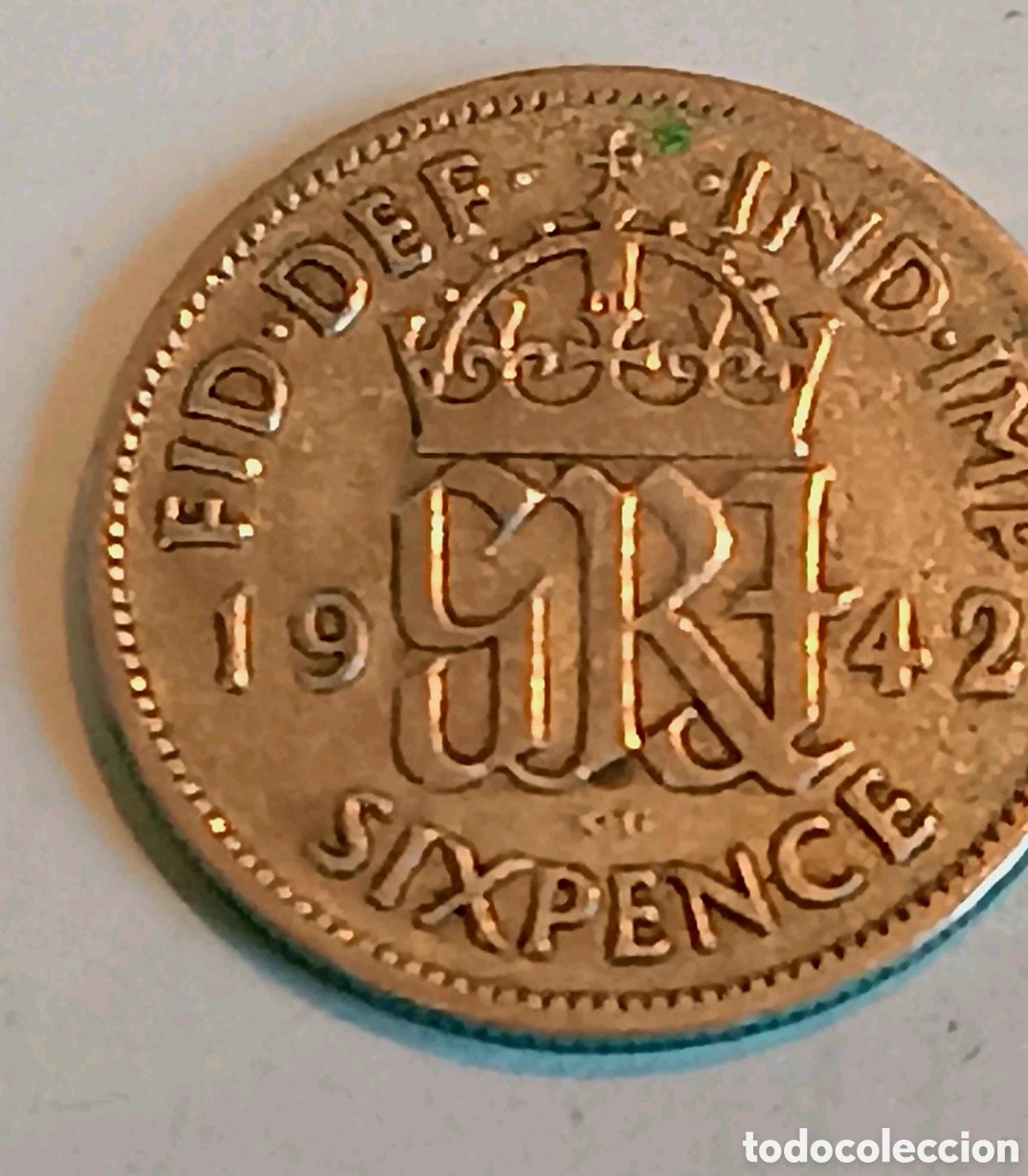 Monedas antiguas de Europa: MONEDA REINO UNIDO 6 SIX PENCE 1942 Gorge V Plata 500 2.725gr KM#852