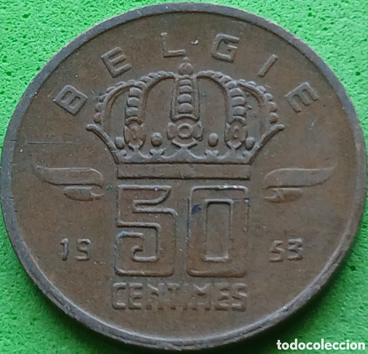 Monedas antiguas de Europa: B&eacute;lgica 50 c&eacute;ntimos 1953 km#145 Belgie