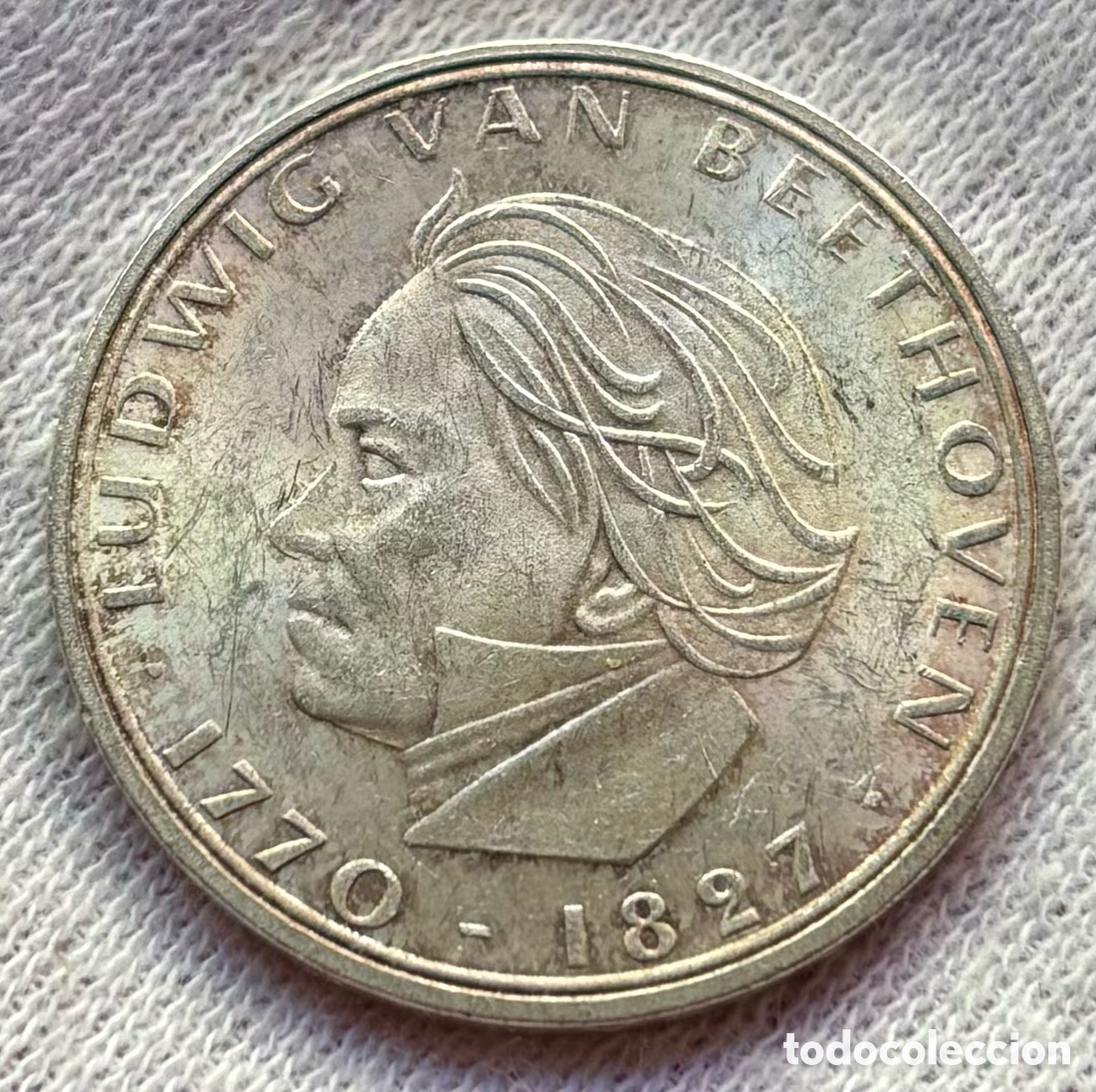 Monedas antiguas de Europa: Moneda PLATA ALEMANIA 5 Marcos 1970-F Ludwig Van Beethoven