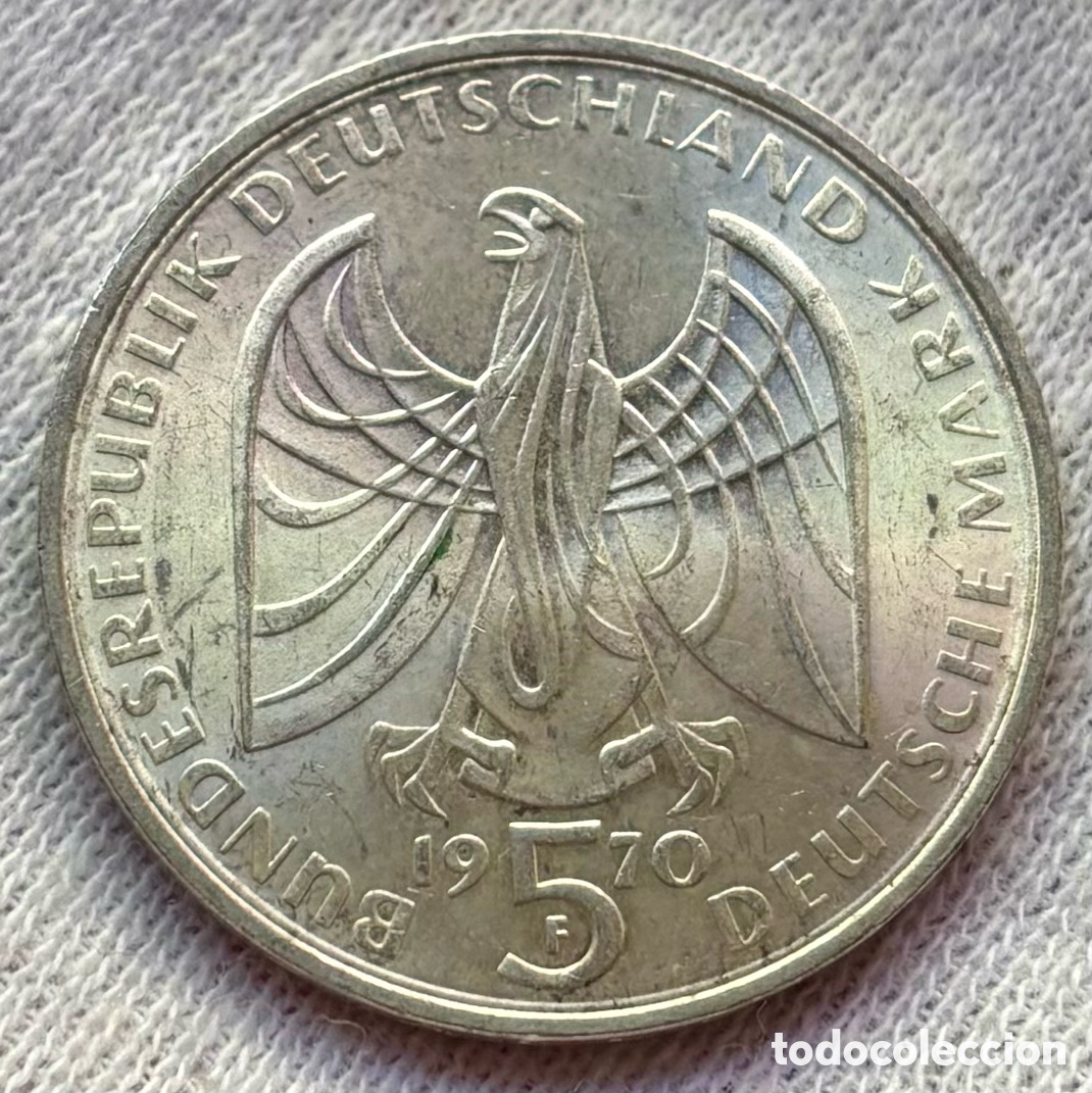 Monedas antiguas de Europa: Moneda PLATA ALEMANIA 5 Marcos 1970-F Ludwig Van Beethoven