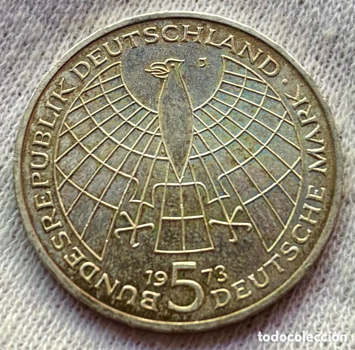 Monedas antiguas de Europa: Moneda PLATA ALEMANIA 5 Marcos 1973-J. Nikolaus Kopernikus. Mark