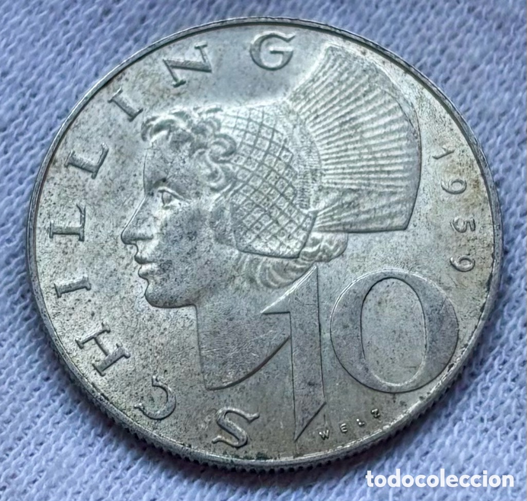 Monedas antiguas de Europa: Moneda PLATA AUSTRIA 10 Chelines 1959. Shilling