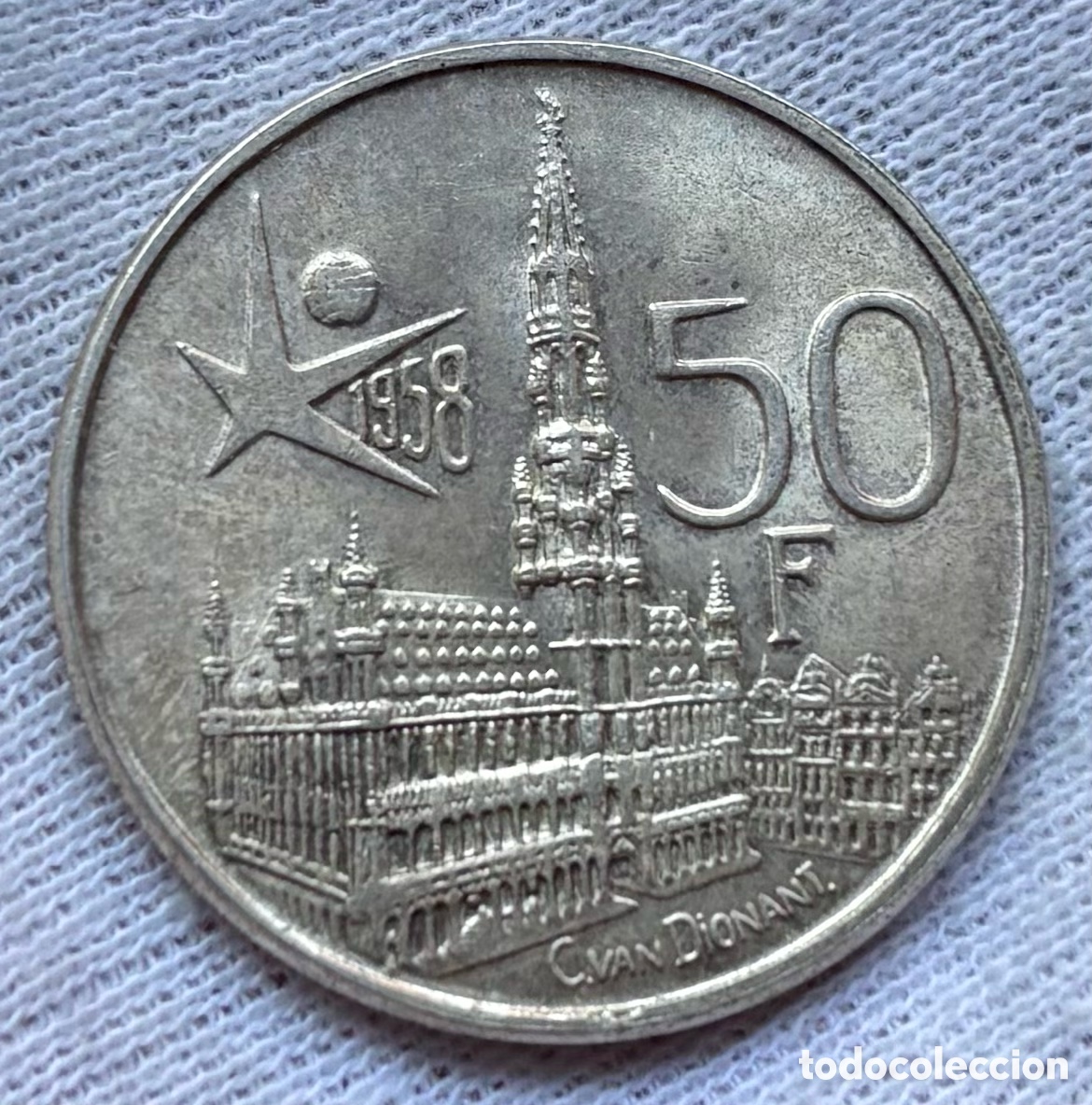 Monedas antiguas de Europa: Moneda PLATA B&Eacute;LGICA 50 Francos 1958