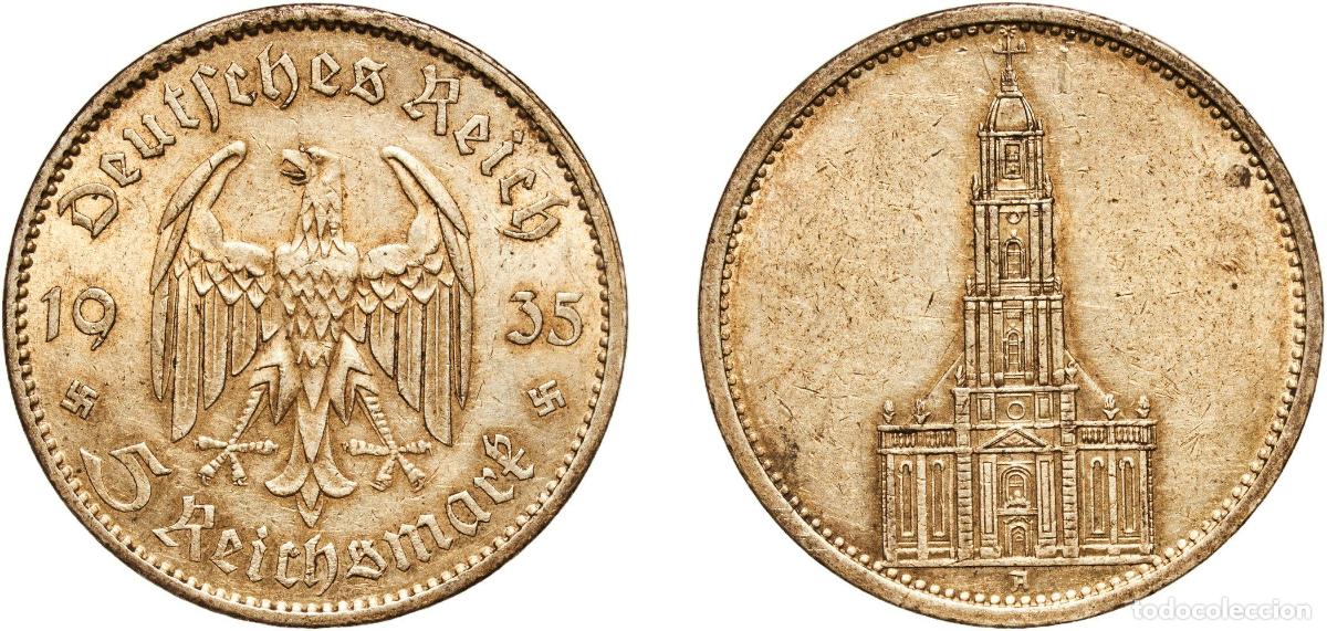Monedas antiguas de Europa: Germany Third Reich 1935 A 5 Reichsmark (Potsdam Garrison Church) Silver (.900) Berlin Mint (234069