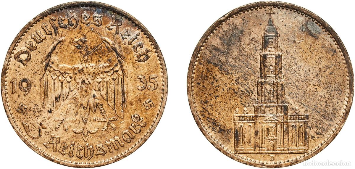Monedas antiguas de Europa: Germany Third Reich 1935 A 5 Reichsmark (Potsdam Garrison Church) Silver (.900) Berlin Mint (234069