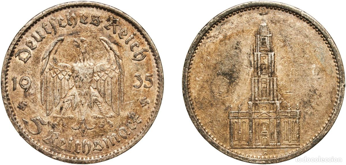 Monedas antiguas de Europa: Germany Third Reich 1935 A 5 Reichsmark (Potsdam Garrison Church) Silver (.900) Berlin Mint (234069