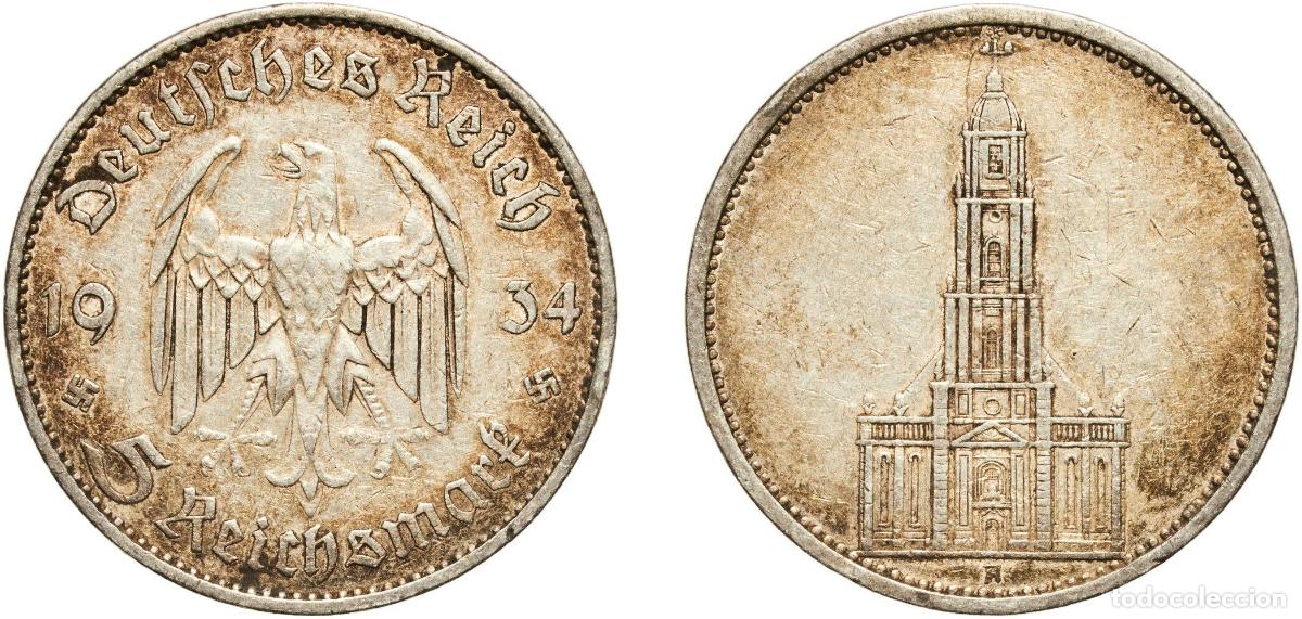 Monedas antiguas de Europa: Germany Third Reich 1934 A 5 Reichsmark (Potsdam Garrison Church) Silver (.900) Berlin Mint (216760