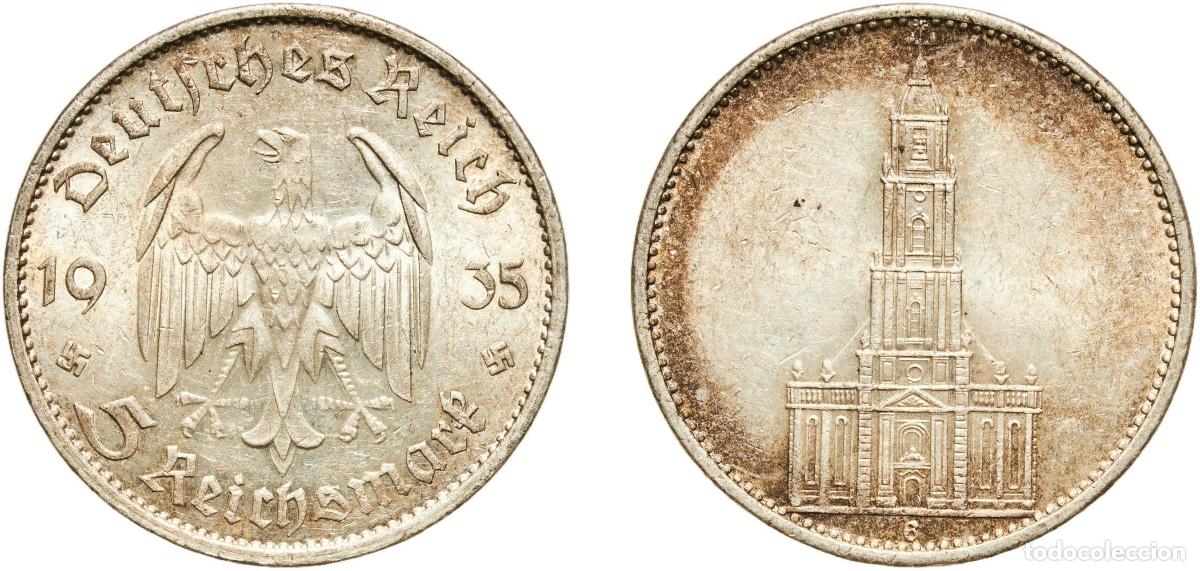 Monedas antiguas de Europa: Germany Third Reich 1935 G 5 Reichsmark (Potsdam Garrison Church) With traces of luster Silver (.90