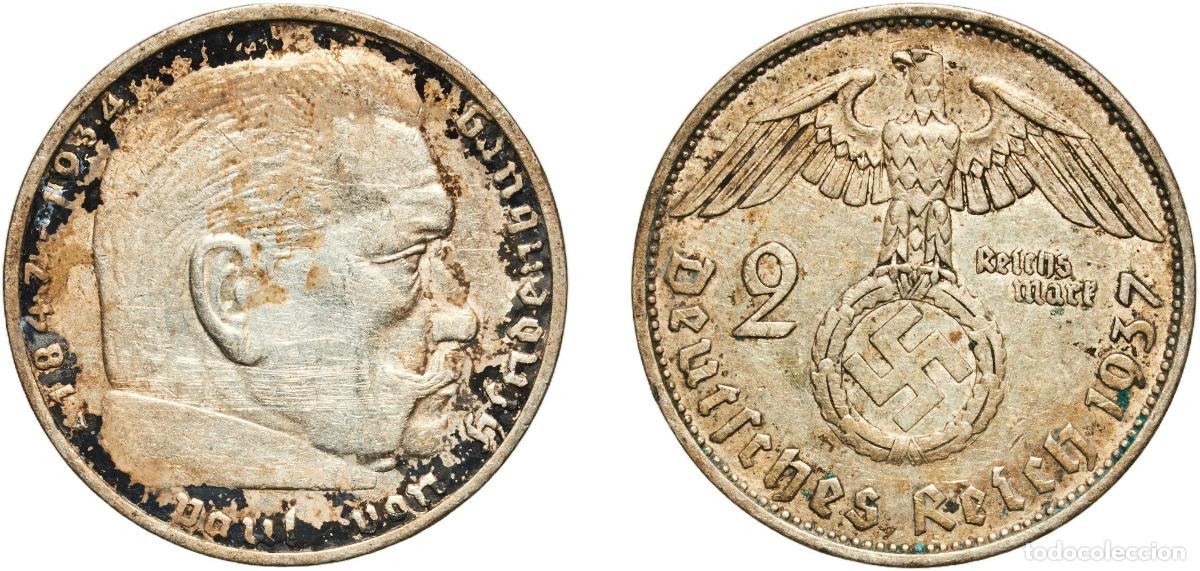 Monedas antiguas de Europa: Germany Third Reich 1937 A 2 Reichsmark (Paul von Hindenburg) Silver (.625) Berlin Mint (23424549)