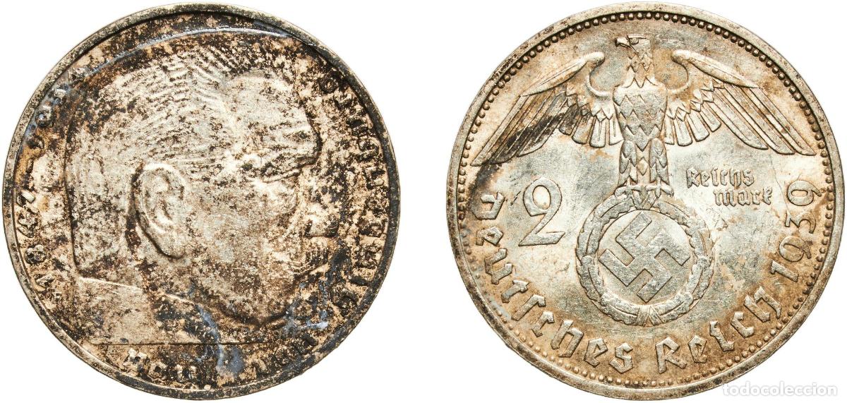 Monedas antiguas de Europa: Germany Third Reich 1939 F 2 Reichsmark (Paul von Hindenburg) With traces of luster Silver (.625) S