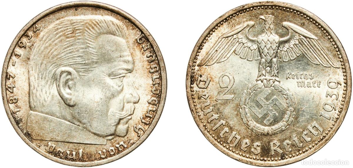 Monedas antiguas de Europa: Germany Third Reich 1939 A 2 Reichsmark (Paul von Hindenburg) Silver (.625) Berlin Mint (26855061)