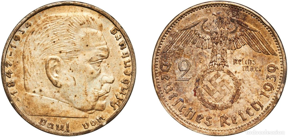 Monedas antiguas de Europa: Germany Third Reich 1939 A 2 Reichsmark (Paul von Hindenburg) Silver (.625) Berlin Mint (26855061)
