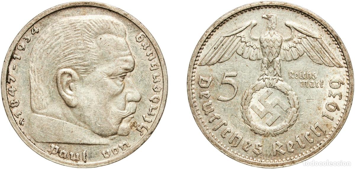 Monedas antiguas de Europa: Germany Third Reich 1939 G 5 Reichsmark (Paul von Hindenburg) Silver (.900) Staatliche M&uuml;nze Baden-