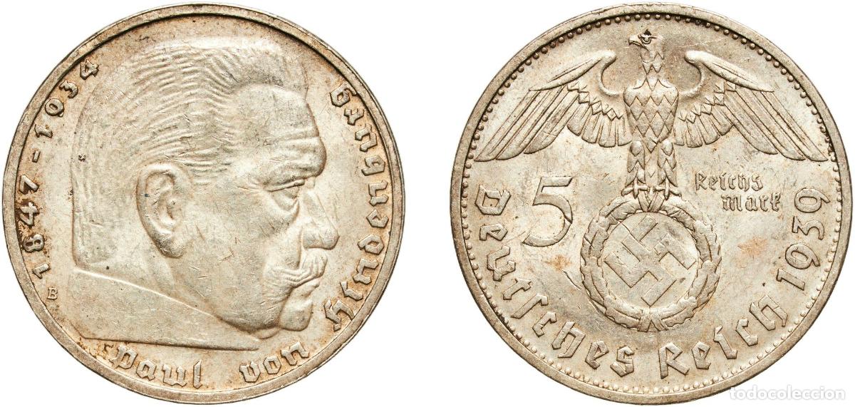 Monedas antiguas de Europa: Germany Third Reich 1939 B 5 Reichsmark (Paul von Hindenburg) Silver (.900) Vienna Mint (1942000) 1