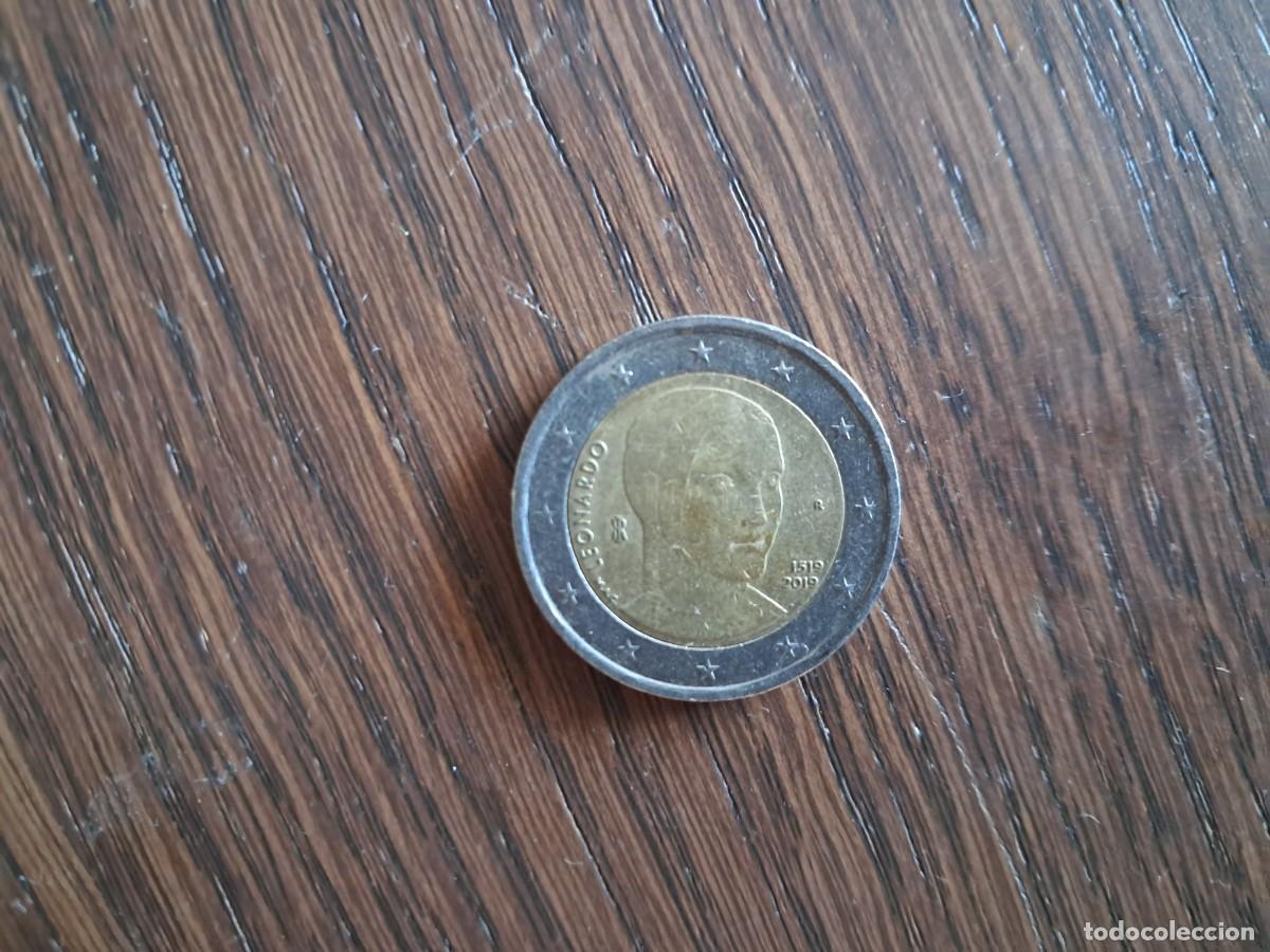Monedas antiguas de Europa: moneda de 2 euros conmemorativos de Italia. Leonardo Da Vinci. A&ntilde;o 2019