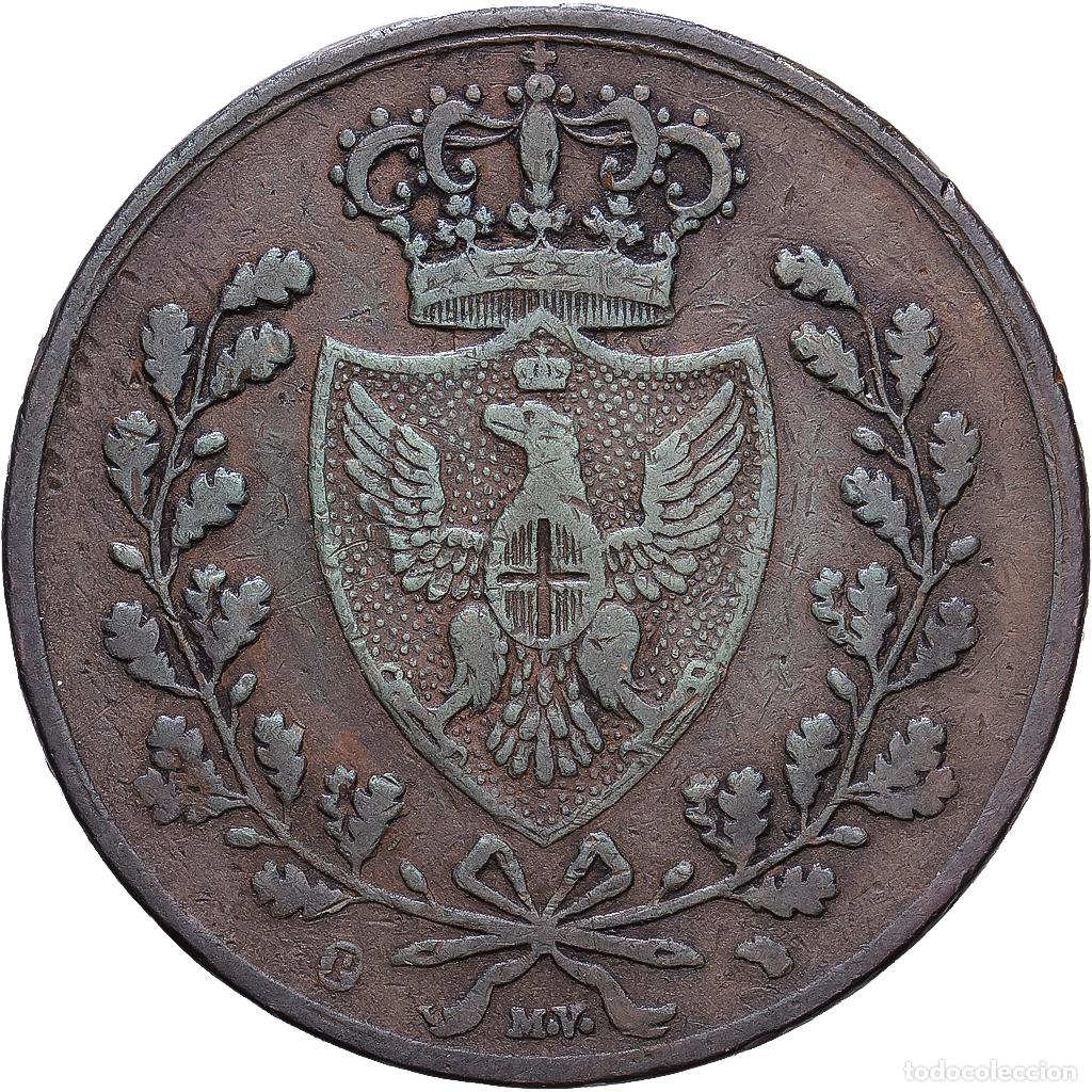 Monedas antiguas de Europa: [#1547445] Kingdom of Sardinia, Charles-F&eacute;lix, 5 Centesimi, 1826, Torino, Cobre, BC+
