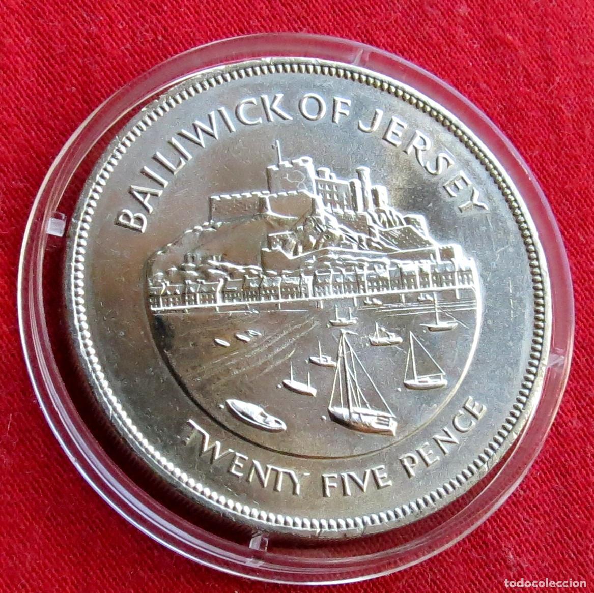 Monedas antiguas de Europa: Jersey 25 pence 1977
