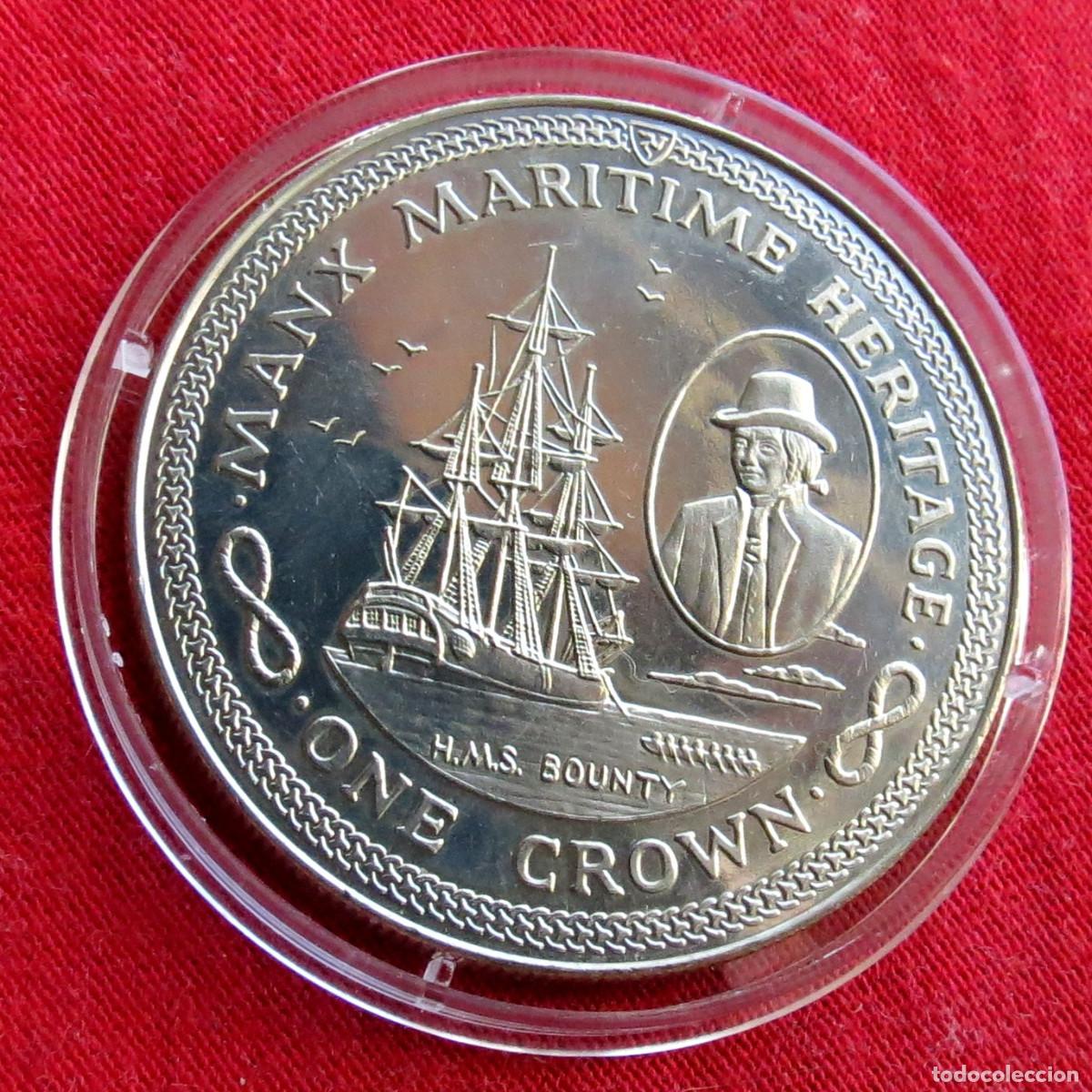 Monedas antiguas de Europa: Man 1 crown 1982 velero HMS Bounty