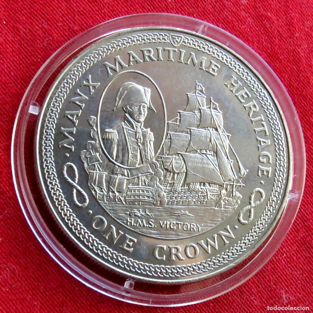 Monedas antiguas de Europa: Man 1 crown 1982 velero HMS Victory