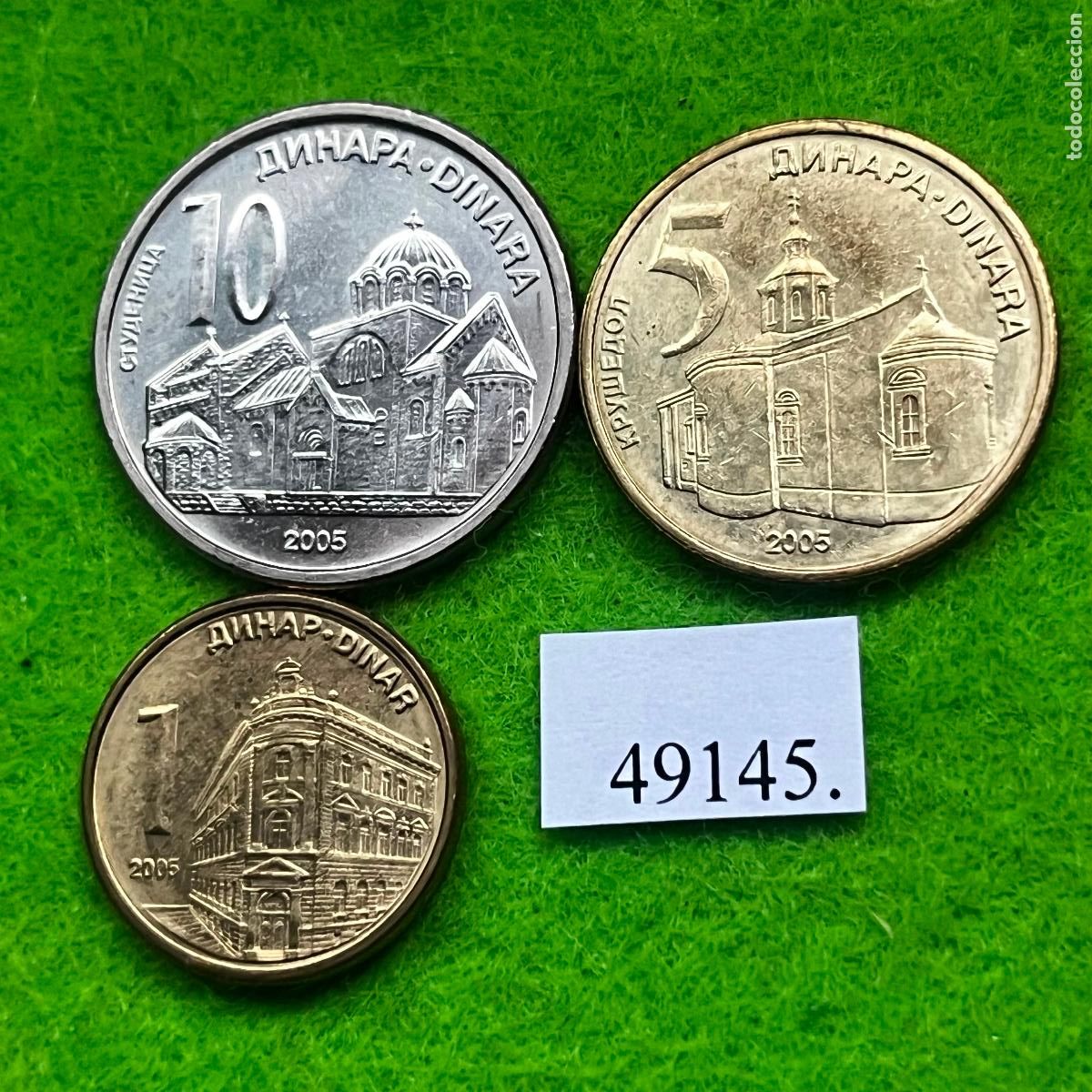 Monedas antiguas de Europa: Serbia 1, 5 y 10 dinar 2005 lote 3 monedas, 49145