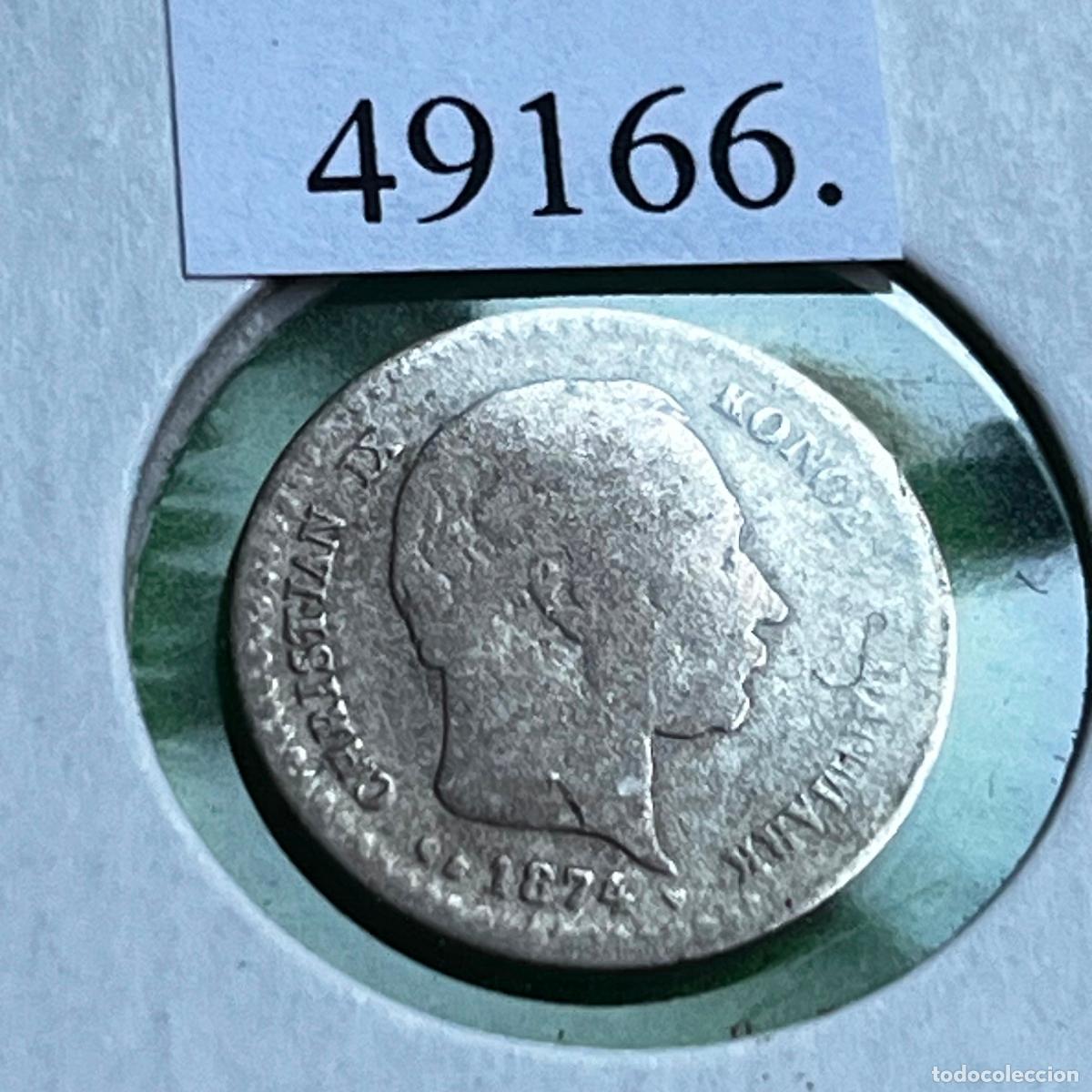 Monedas antiguas de Europa: Dinamarca 10 &oslash;re 1874 plata, ore, Christian IX