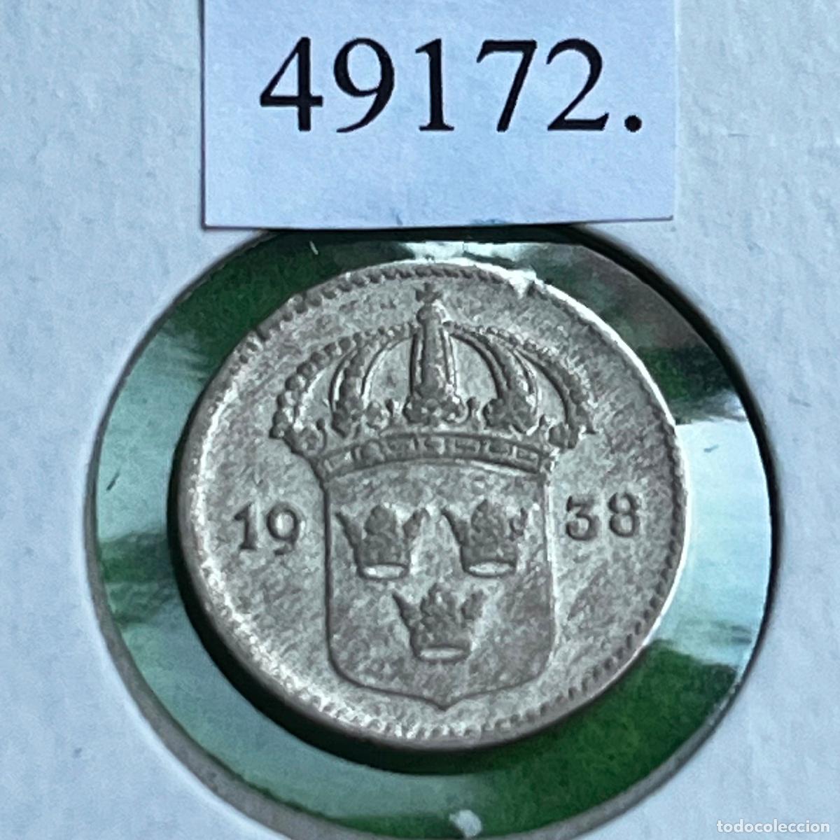 Monedas antiguas de Europa: Suecia 1938, 10 &oslash;re plata, ore, Gustavo V