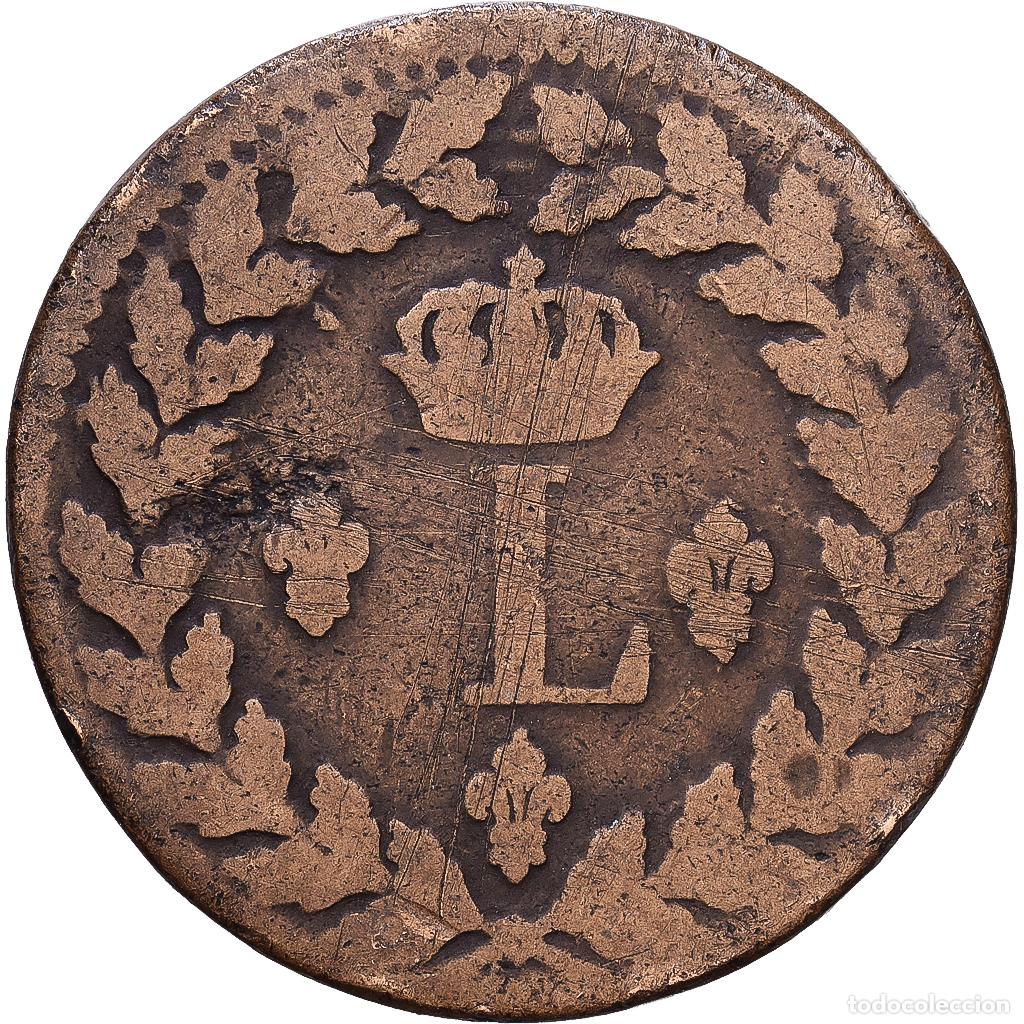 Monedas antiguas de Europa: [#1547406] Francia, Louis XVIII, 1 D&eacute;cime, 1815, Strasbourg, Cobre, BC, Gadoury:196d