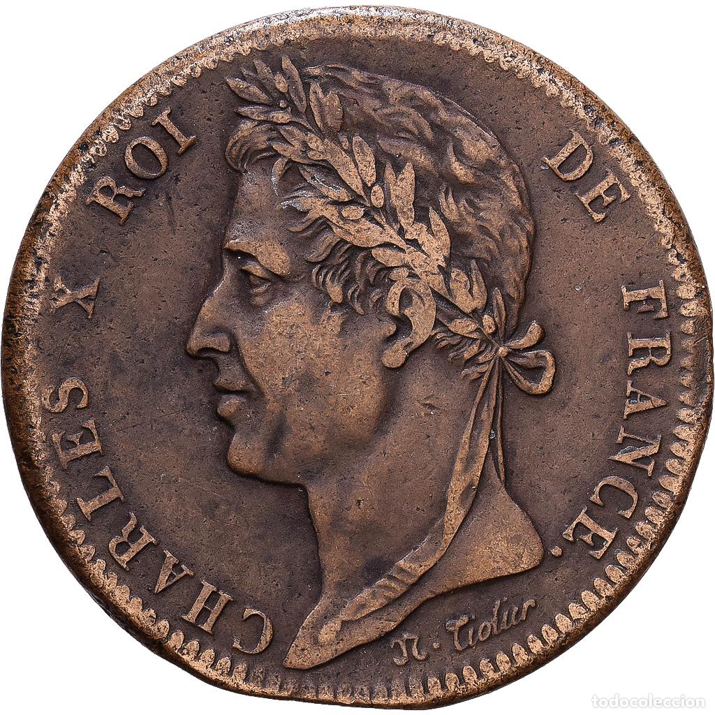 Monedas antiguas de Europa: [#1547409] Francia, Charles X, 10 Centimes, 1828, Paris, Bronce, BC+, KM:11.1