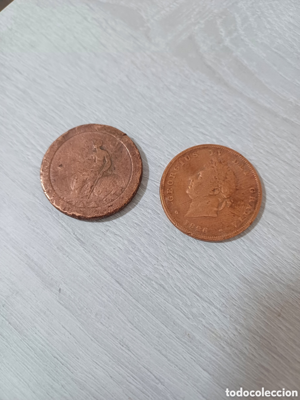 Monedas antiguas de Europa: MONEDAS COBRE BIRITANICAS JORGE IV, 18. 1826 Y MONEDA RARA M&Aacute;S PESADA