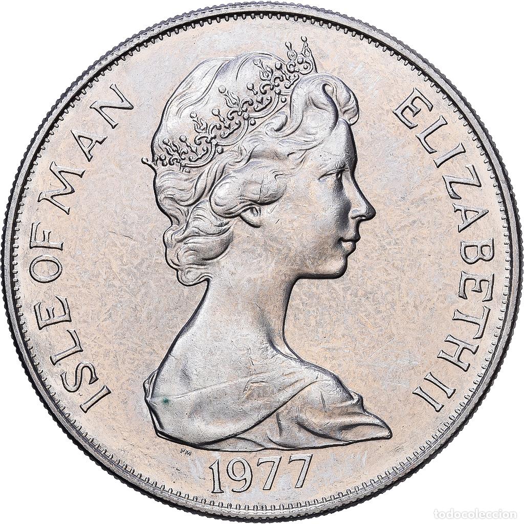 Monedas antiguas de Europa: [#1216735] Isla de Man, Elizabeth II, Crown, 1977, Pobjoy Mint, Cobre - n&iacute;quel, EBC, KM:42