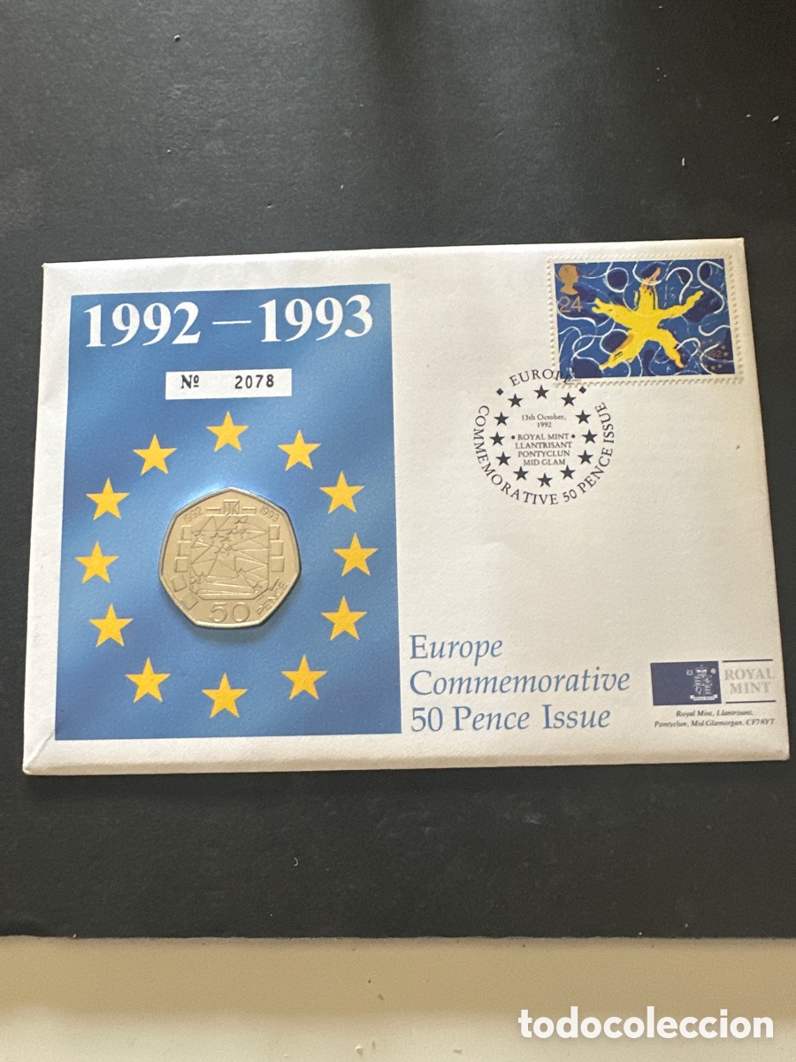 Monedas antiguas de Europa: Moneda de Inglaterra de 50 pence a&ntilde;o 1992 sin circular