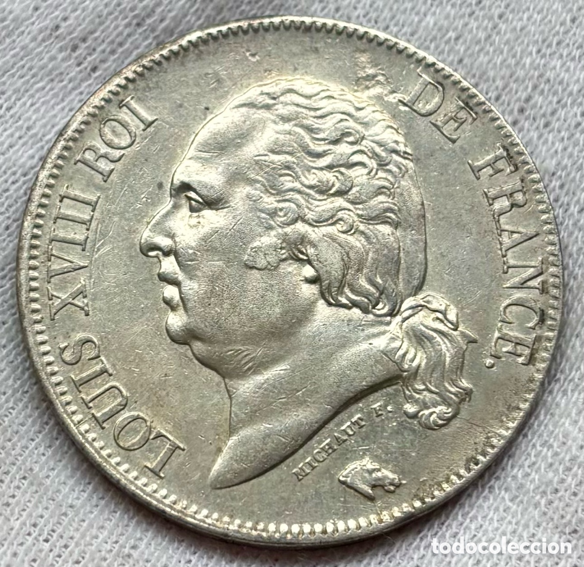 Monedas antiguas de Europa: Moneda PLATA FRANCIA 5 Francos 1822 Luis XVIII. Francs Louis