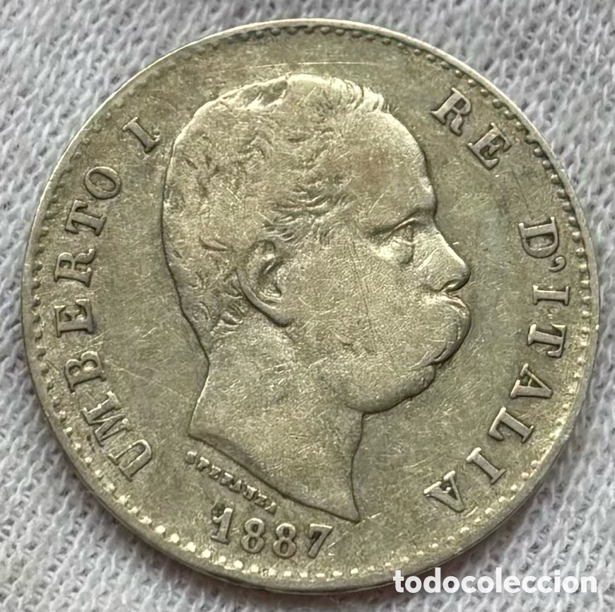 Monedas antiguas de Europa: Moneda PLATA ITALIA 1 Lira 1887 . Umberto I