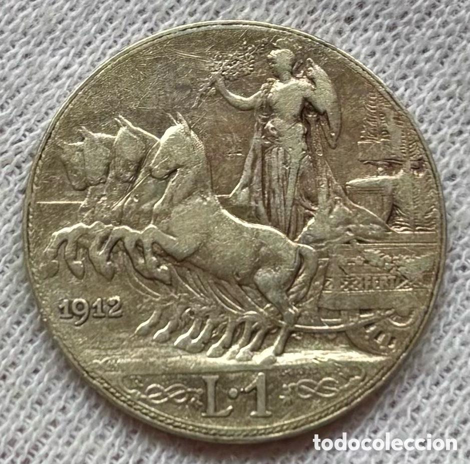 Monedas antiguas de Europa: Moneda PLATA ITALIA 1 Lira 1912. Vittorio Emanuele III