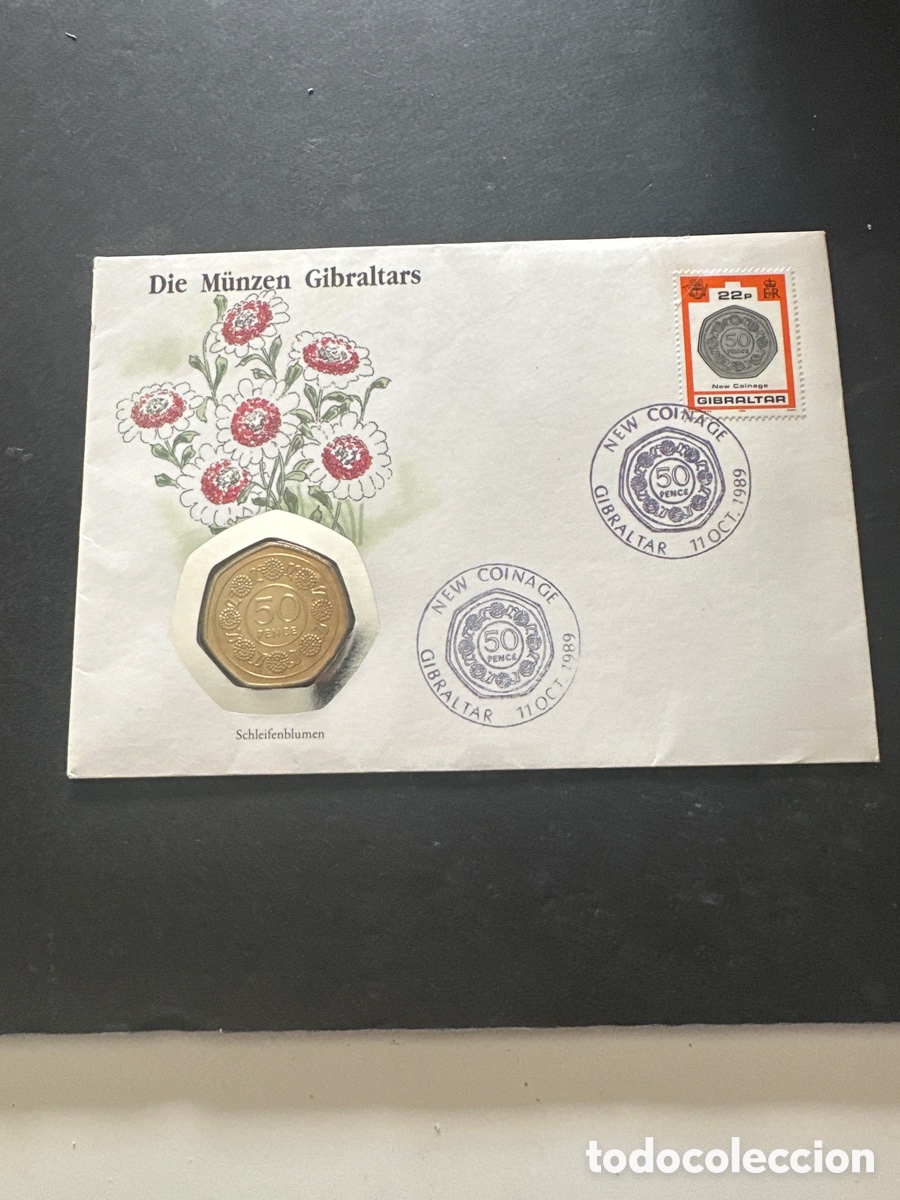 Monedas antiguas de Europa: Moneda de Gibraltar 50 pence a&ntilde;o 1989 sin circular