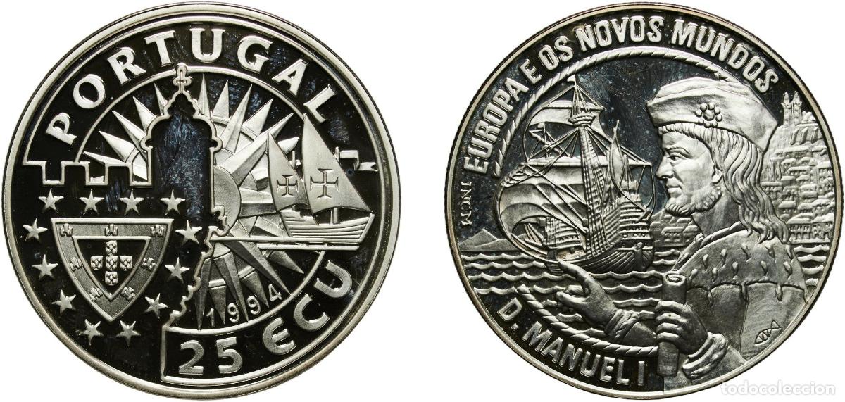 Monedas antiguas de Europa: Portugal Kingdom 1994 INCM 25 ECU (Manuel I) Silver (.925) Lisbon Mint 28.18g PF X 34