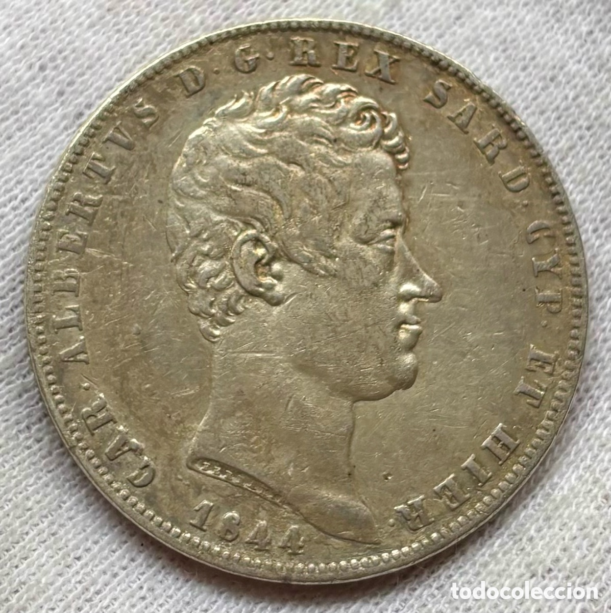 Monedas antiguas de Europa: Moneda PLATA ITALIA 5 Lira 1844. Carlo Alberto