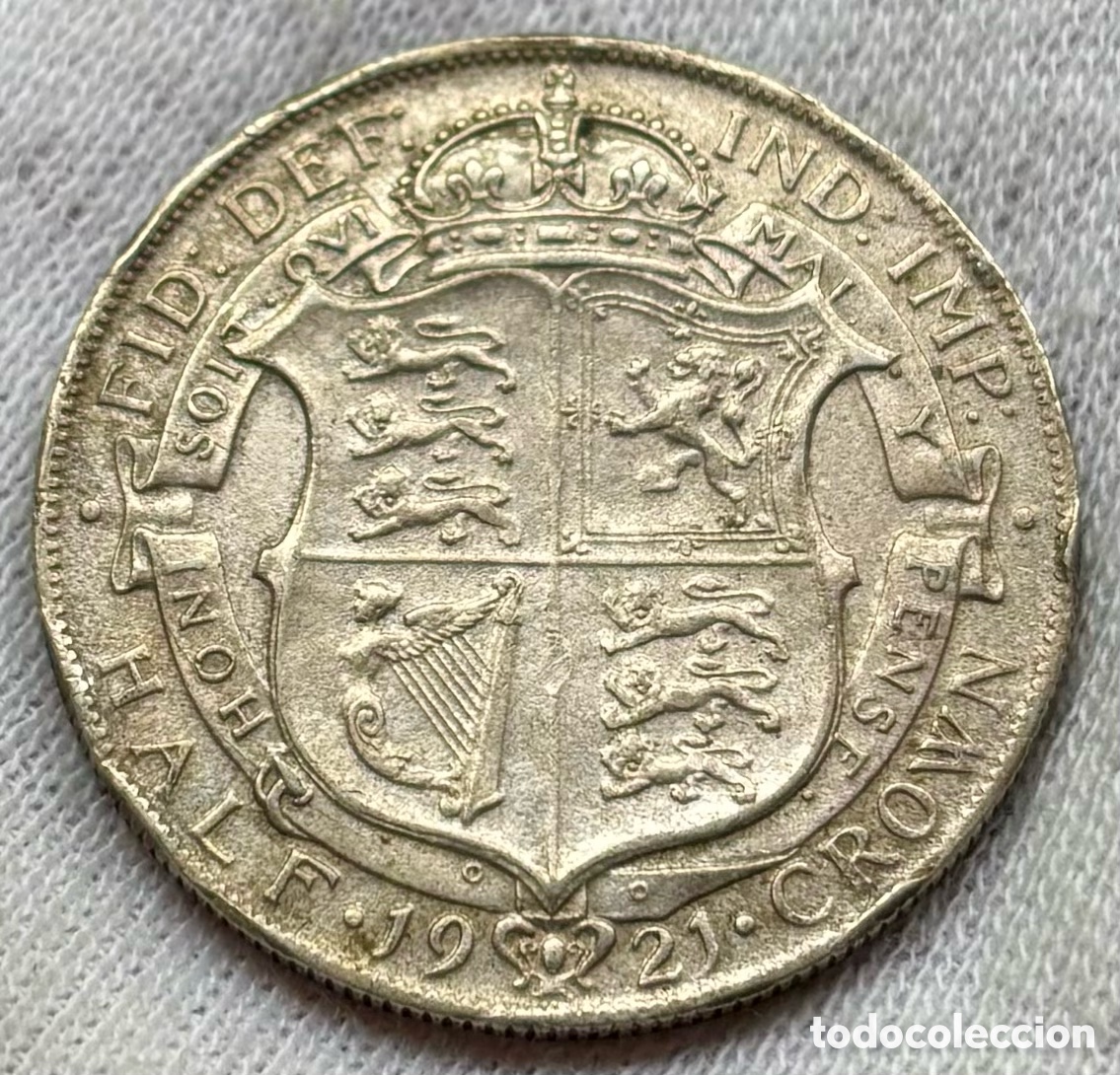 Monedas antiguas de Europa: Moneda PLATA INGLATERRA 1/2 Corona 1921. Jorge V. Half Crown . Reino Unido UK