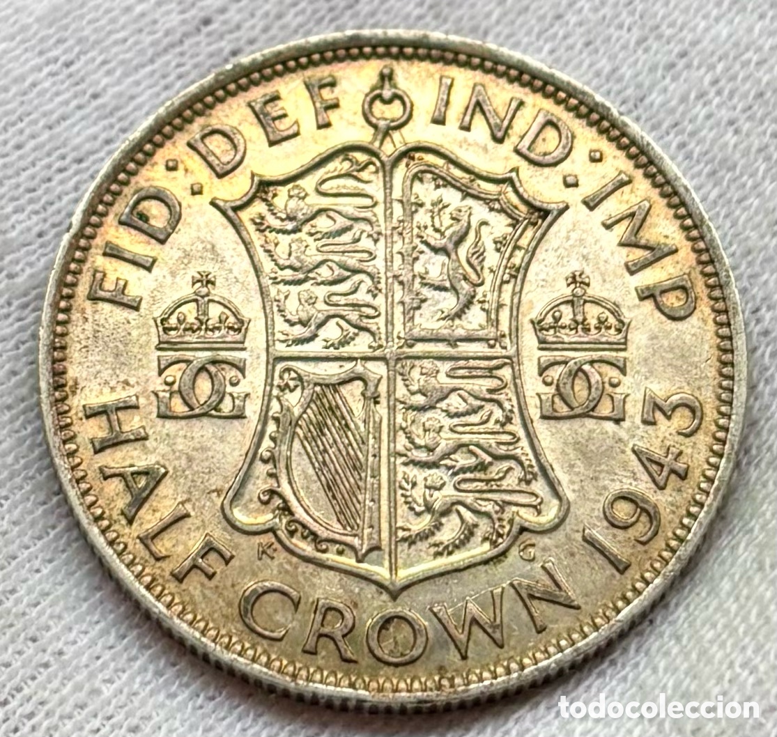 Monedas antiguas de Europa: Moneda PLATA INGLATERRA 1/2 Corona 1943. Jorge VI. Half Crown Reino Unido