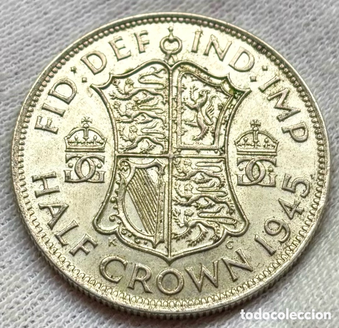 Monedas antiguas de Europa: Moneda PLATA INGLATERRA 1/2 Corona 1945 Jorge VI. Half Crown Reino Unido UK
