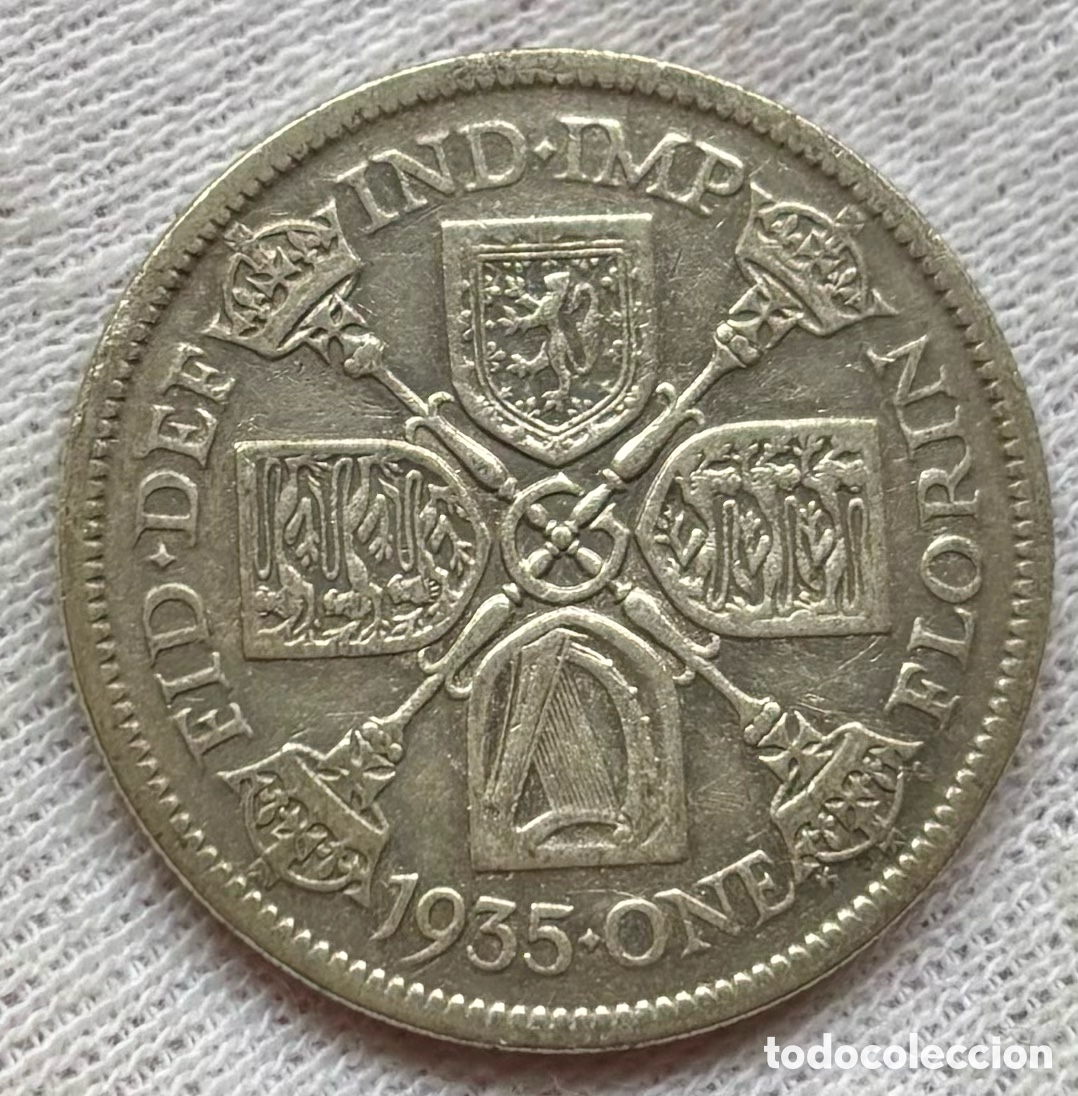 Monedas antiguas de Europa: Moneda PLATA INGLATERRA 1 Florin 1935. Jorge V. Reino Unido UK