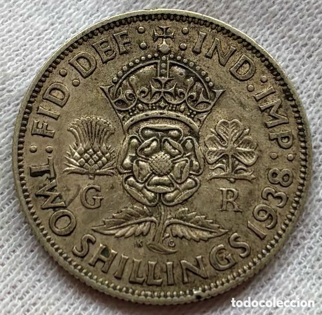 Monedas antiguas de Europa: Moneda PLATA INGLATERRA 2 Chelines 1938. Jorge VI. Shillings Reino Unido UK