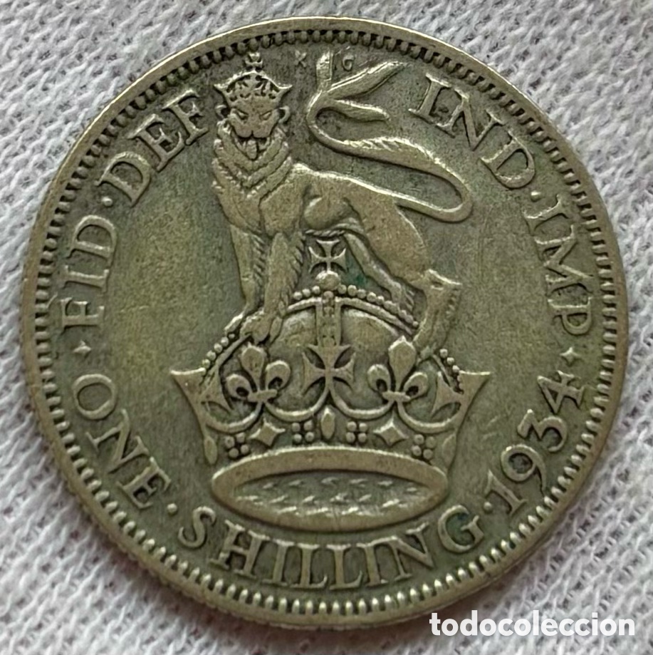 Monedas antiguas de Europa: Moneda PLATA INGLATERRA 1 Chel&iacute;n 1934. Jorge V. Shilling Reino Unido UK