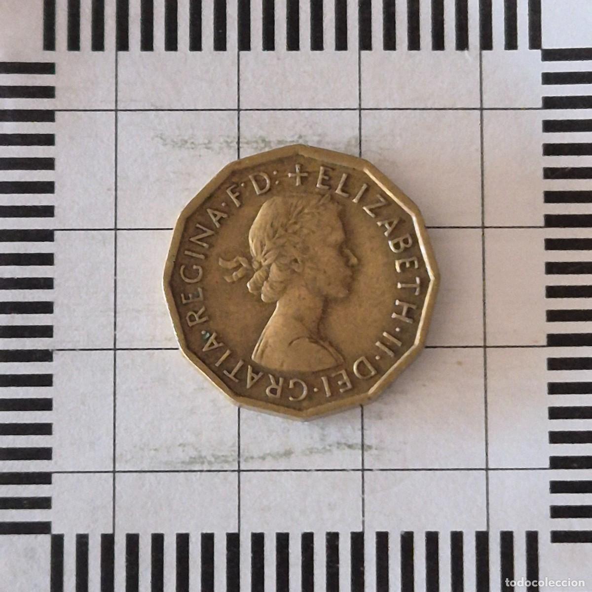 Monedas antiguas de Europa: 3 PENIQUES, GRAN BRETA&Ntilde;A. ISABEL II, 1960. (KM#900).