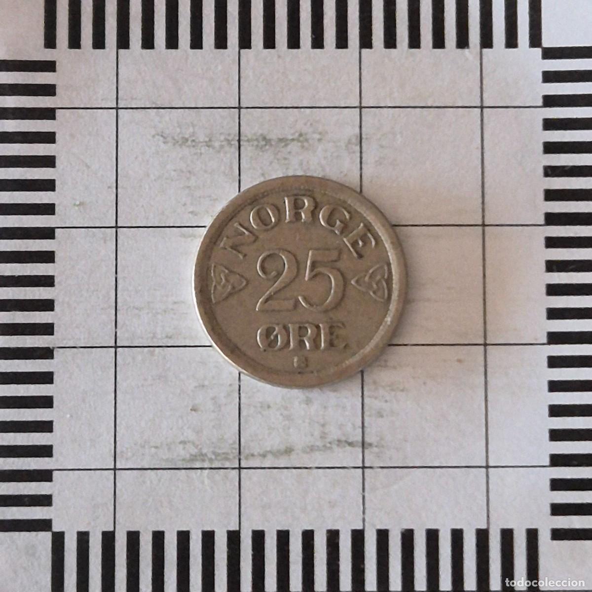 Monedas antiguas de Europa: 25 ORE, NORUEGA. HAAKON VII, 1956. (KM#401).