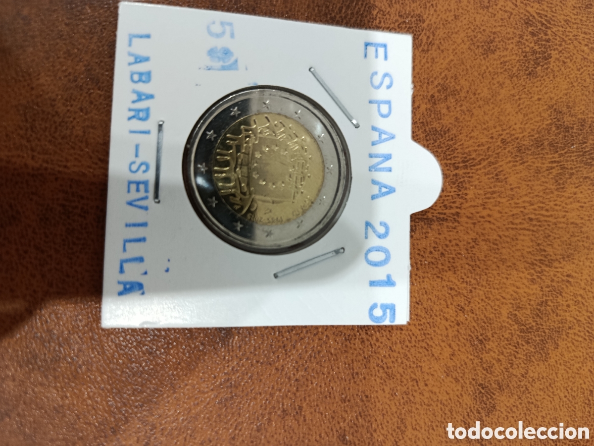 Monedas antiguas de Europa: Espa&ntilde;a 2015 bandera moneda 2 euros conmemorativos